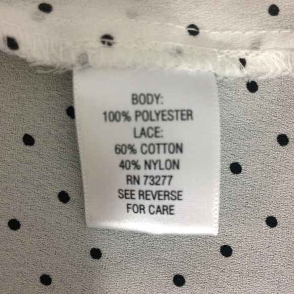 Candies Womens XS Black & White Polkadot Lace Top - Picture 6 of 7